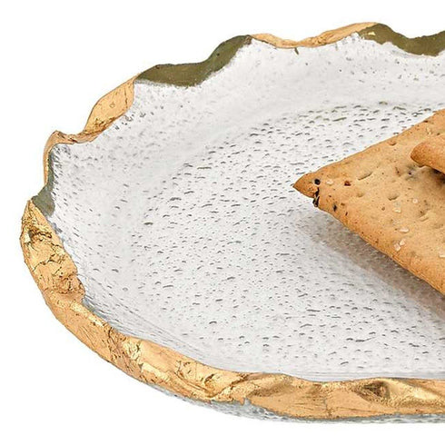14" Glass Oval Edge Gold Leaf Platter